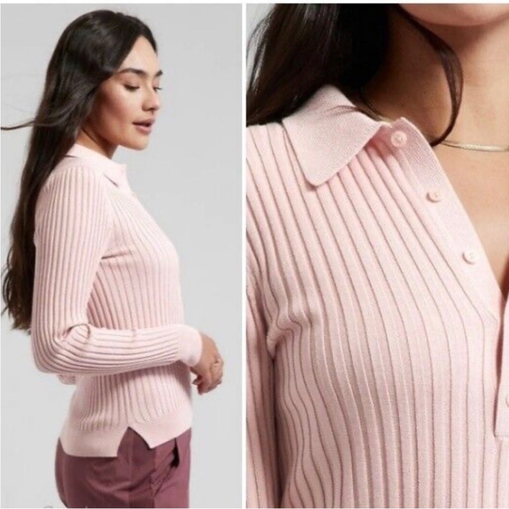 athleta | sweet bay henley collared ribbed shirt